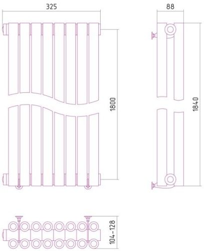 Радиатор отопления из нержавеющей стали Эстет 1800х325 (8 секций) фото 2