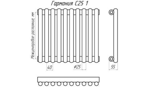 Стальной трубчатый радиатор КЗТО Гармония С 25 1 1750 фото 4