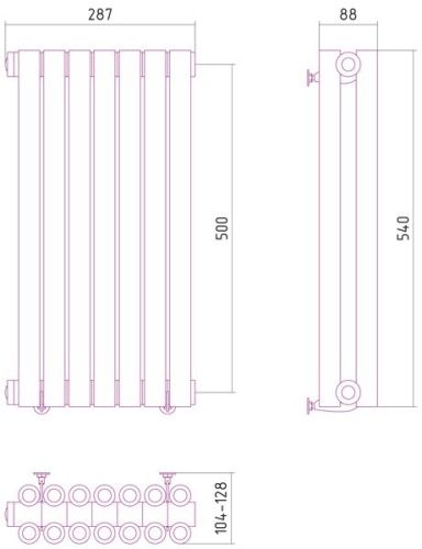 Радиатор отопления из нержавеющей стали Эстет 500х287 (7 секций) фото 2