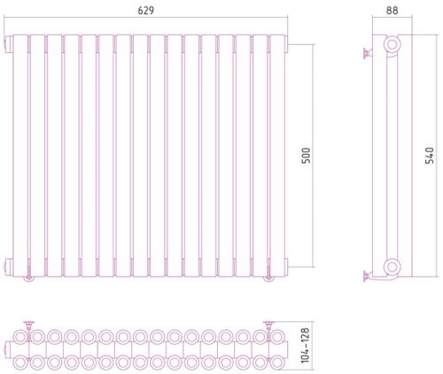 Радиатор отопления из нержавеющей стали Эстет 500х629 (16 секций) фото 2