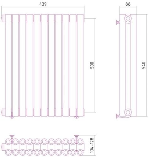 Радиатор отопления из нержавеющей стали Эстет 500х439 (11 секций) фото 2