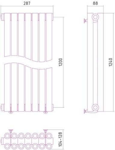 Радиатор отопления из нержавеющей стали Эстет 1200х287 (7 секций) фото 2