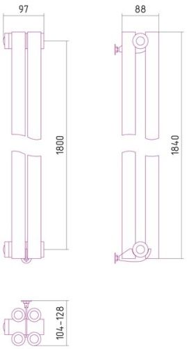 Радиатор отопления из нержавеющей стали Эстет 1800х97 (2 секции) фото 2