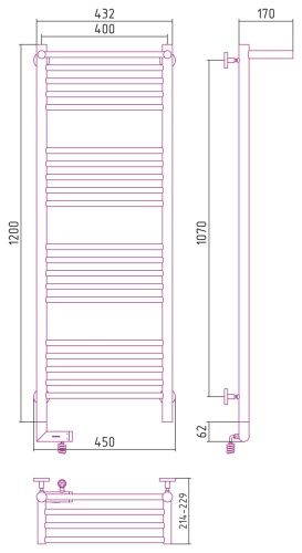 Электрический полотенцесушитель Богема с полкой 2.0 1200х400 фото 4