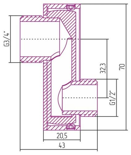 Эксцентрик TUBE нар.р. G 1/2" / нар.р. G 3/4" смещение 32 мм / 2 шт / фото 3