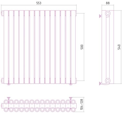 Радиатор отопления из нержавеющей стали Эстет 500х553 (14 секций) фото 2