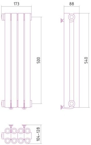 Радиатор отопления из нержавеющей стали Эстет 500х173 (4 секции) фото 2