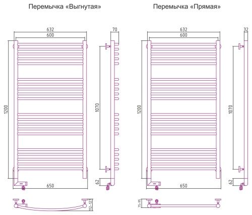 Электрический полотенцесушитель Богема 2.0 1200х600 фото 2