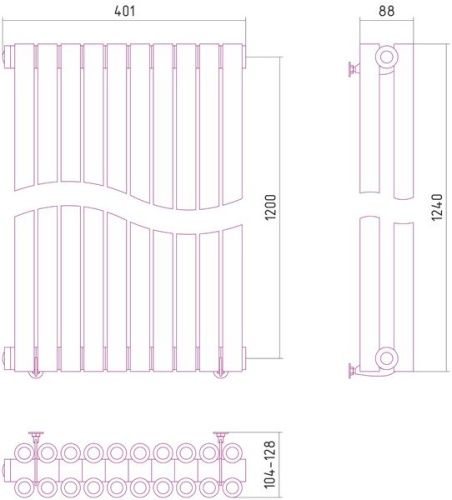Радиатор отопления из нержавеющей стали Эстет 1200х401 (10 секций) фото 2