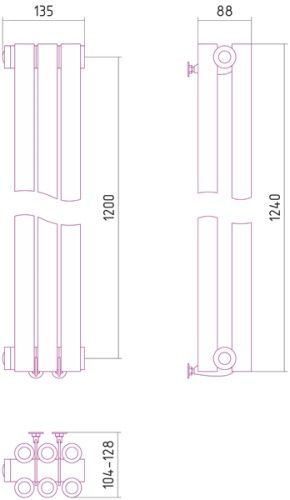 Радиатор отопления из нержавеющей стали Эстет 1200х135 (3 секции) фото 2